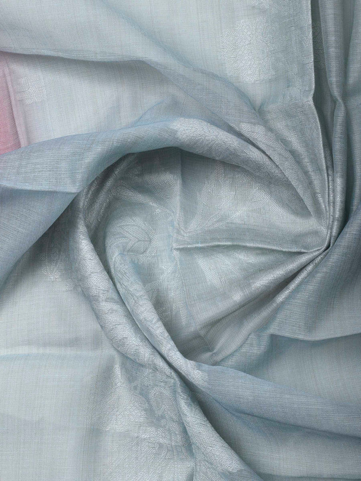 Grey Woven Design Chanderi Unstitched Dress Material