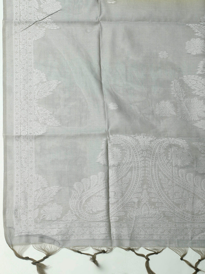 Mehndi Woven Design Chanderi Unstitched Dress Material