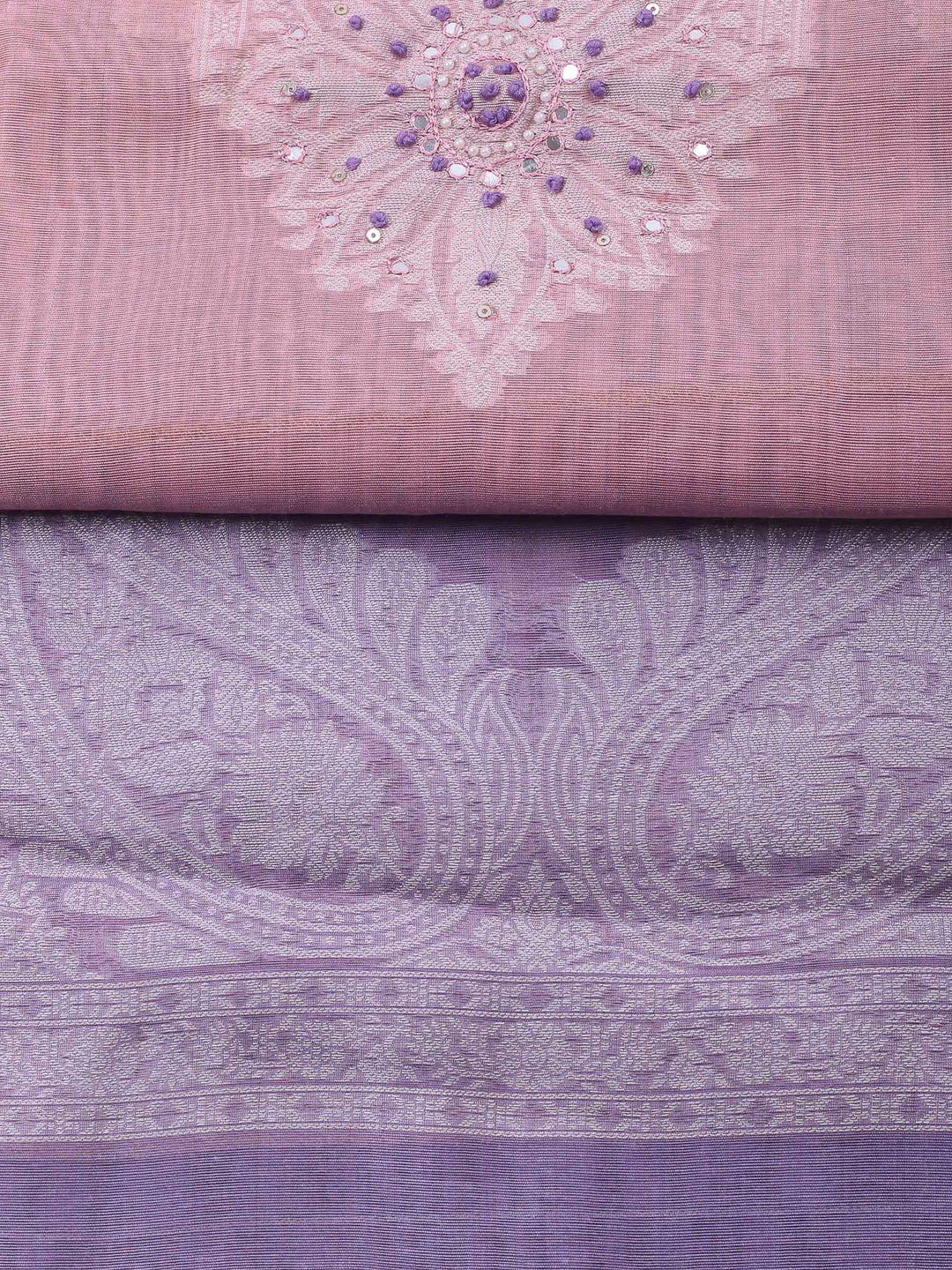 Pink Woven Design Chanderi Unstitched Dress Material