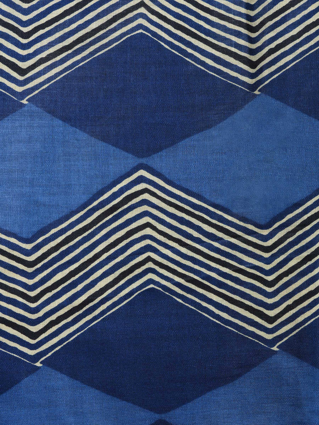 Navy Blue Printed Cotton Blend Unstitched Suit &amp; Pant With Cotton Dupatta
