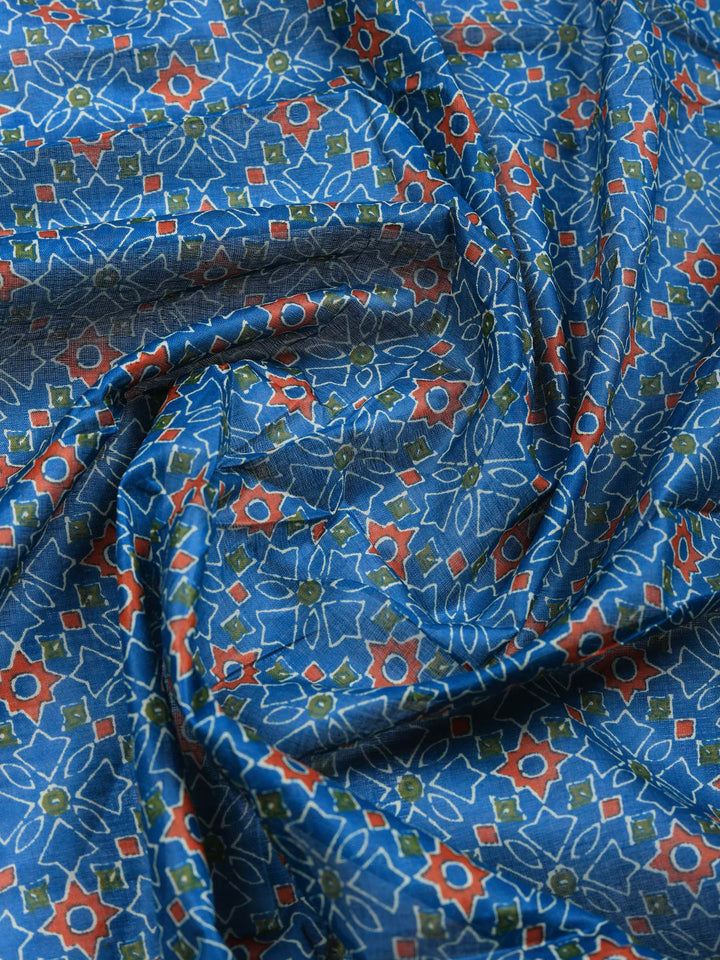 Green Printed Cotton Blend Unstitched Suit &amp; Pant With Cotton Dupatta