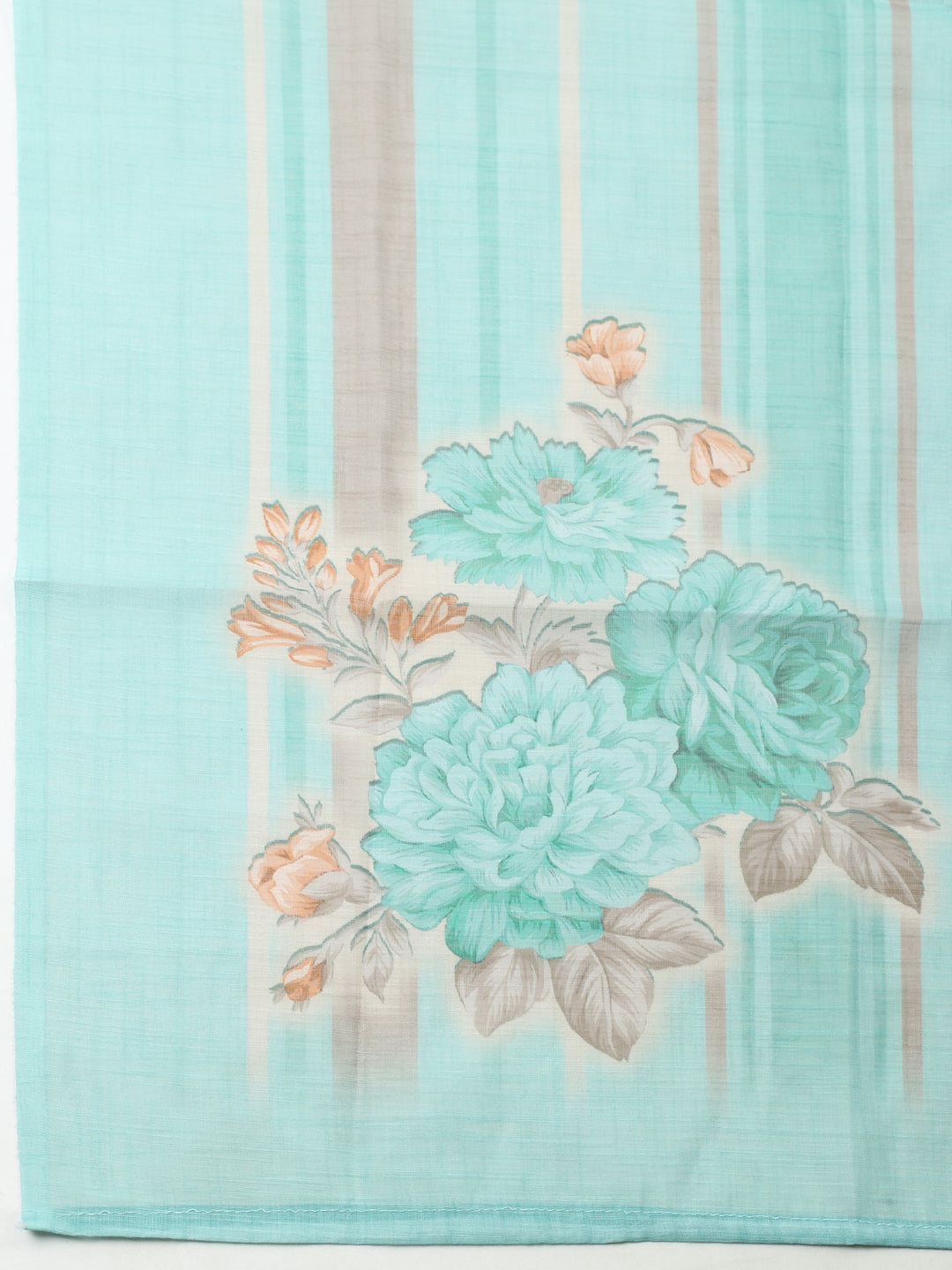 Sea Green Printed Cotton Blend Unstitched Suit &amp; Pant With Cotton Dupatta