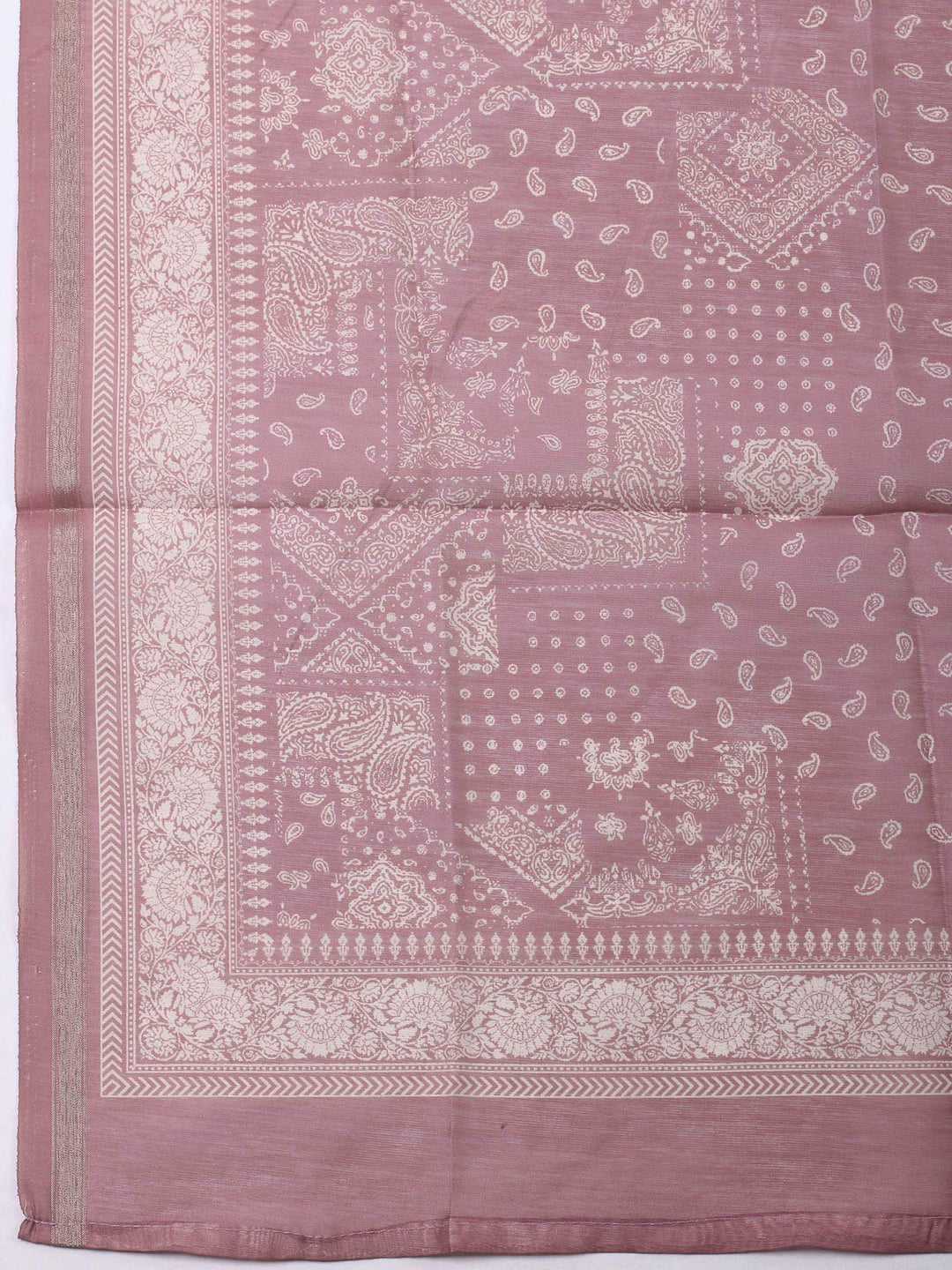 Onion Pink Printed Chanderi Unstitched Dress Material