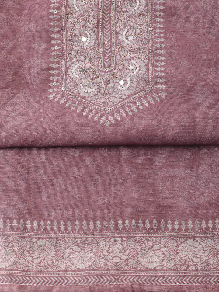 Onion Pink Printed Chanderi Unstitched Dress Material