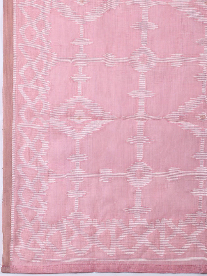 Pink Embroidery Chanderi Unstitched Dress Material