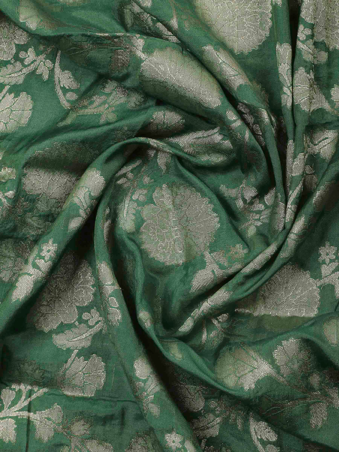 Green Embroidery Chanderi Unstitched Dress Material