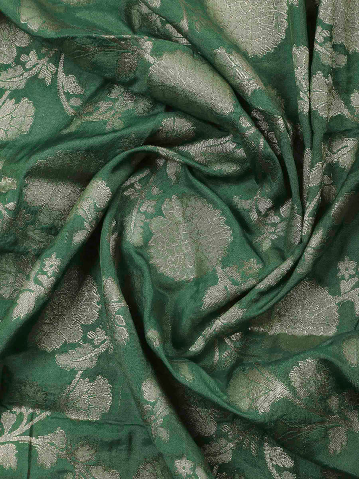 Green Embroidery Chanderi Unstitched Dress Material
