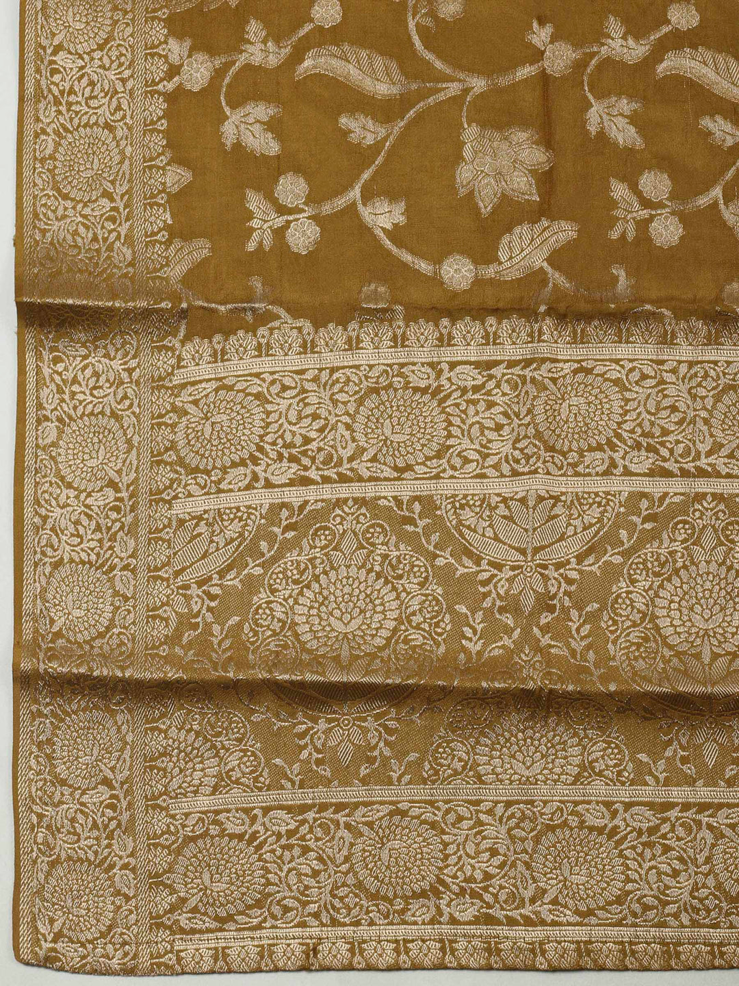 Mustard Embroidery Chanderi Unstitched Dress Material