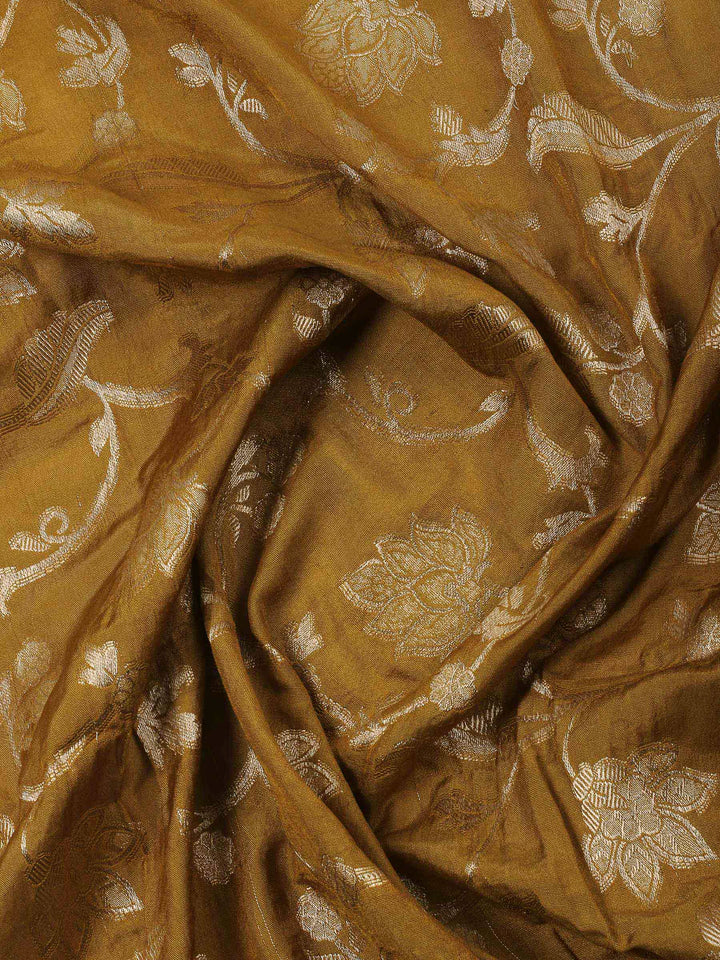 Mustard Embroidery Chanderi Unstitched Dress Material