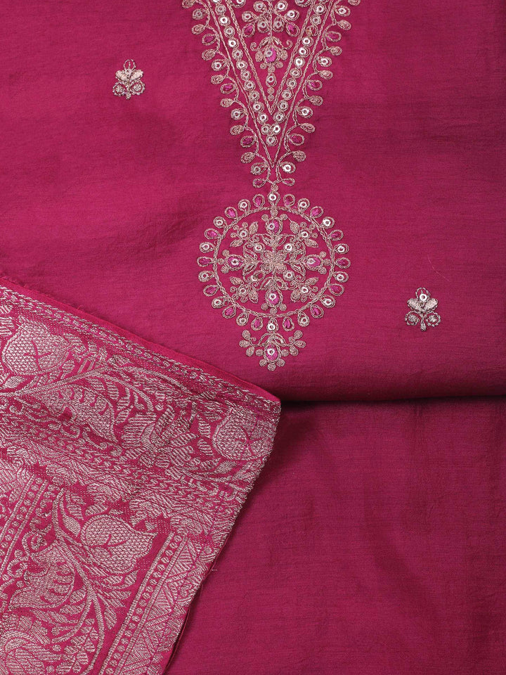 Rani Embroidery Chanderi Unstitched Dress Material