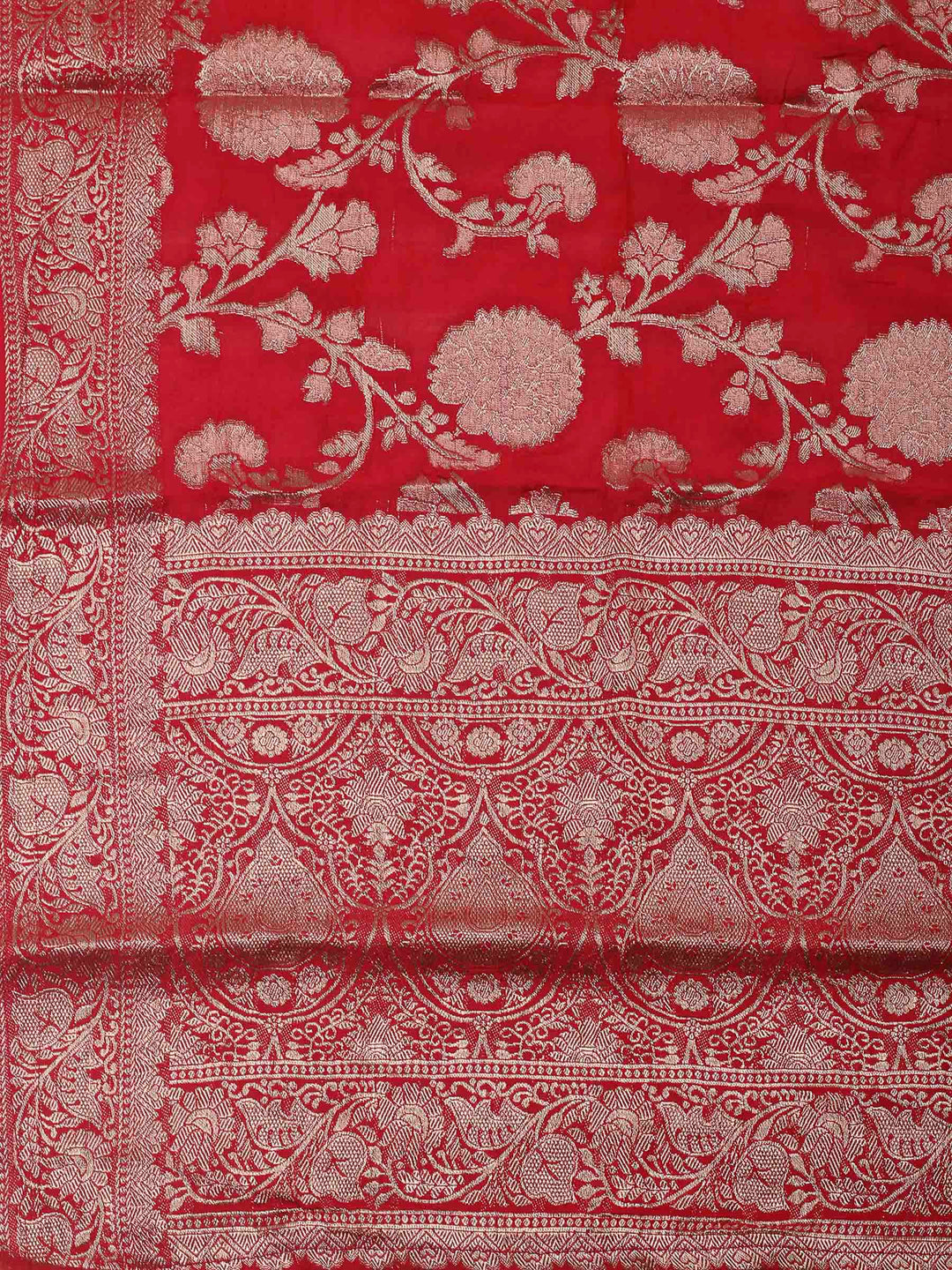 Red Embroidery Chanderi Unstitched Dress Material