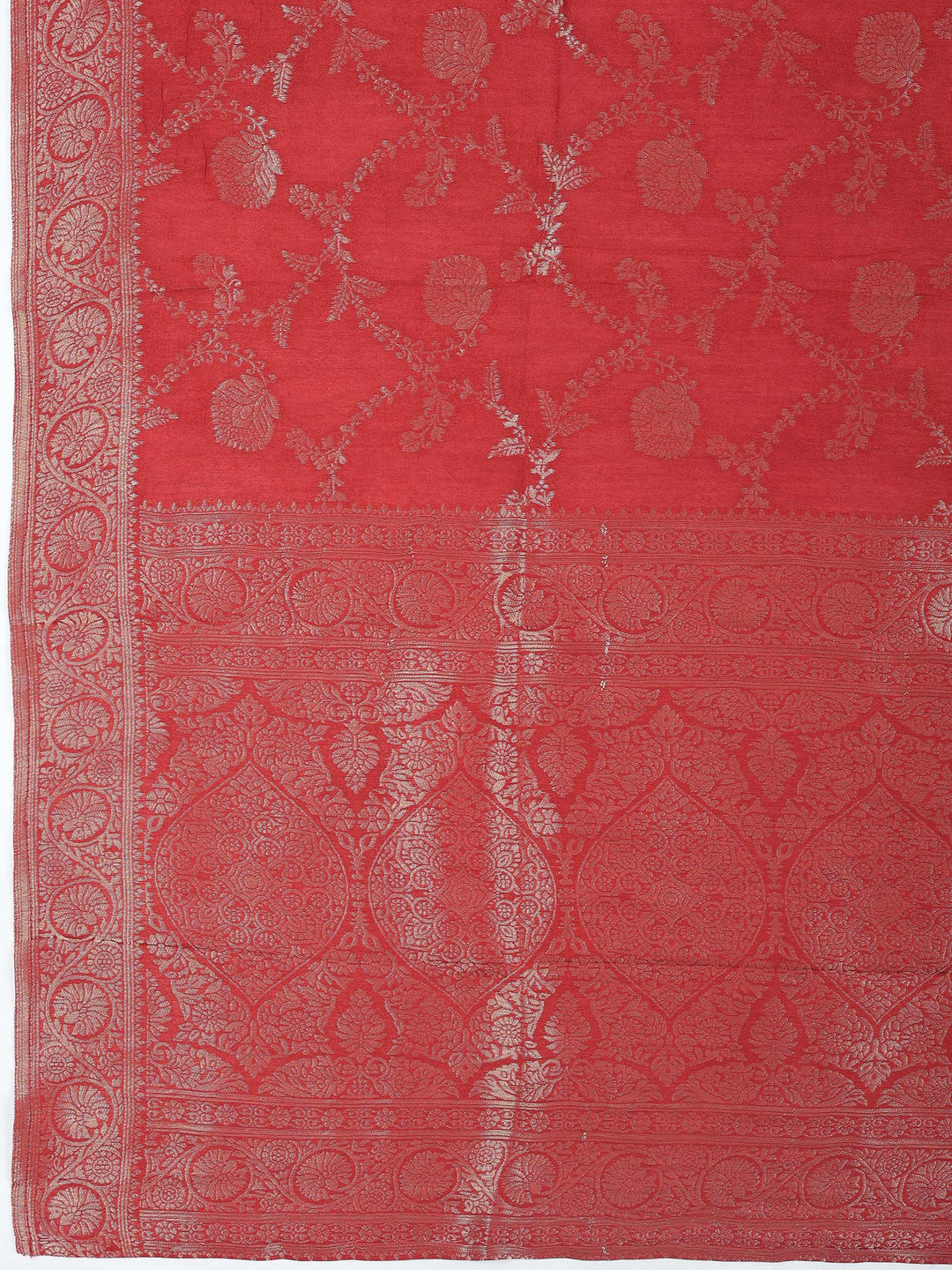Maroon Chanderi Embroidered Unstitched Dress Material