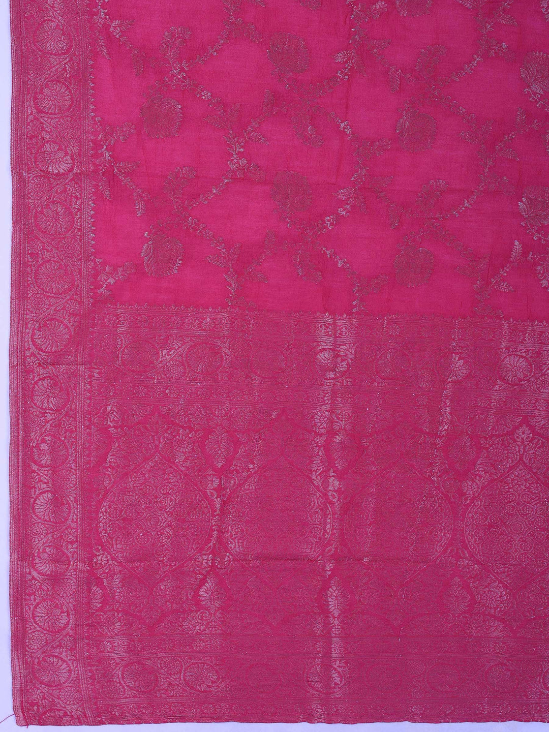 Pink Chanderi Embroidered Unstitched Dress Material