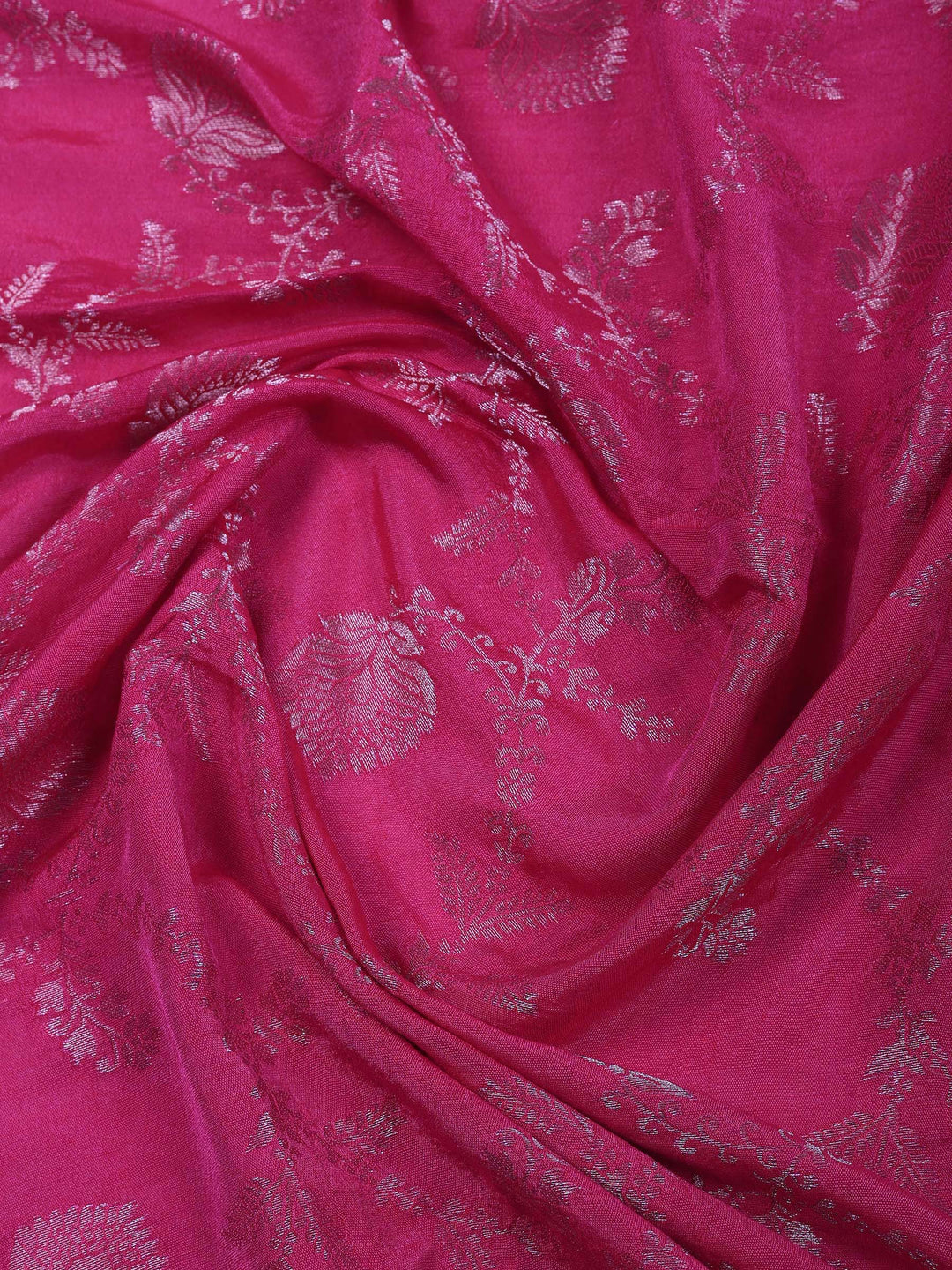 Pink Chanderi Embroidered Unstitched Dress Material
