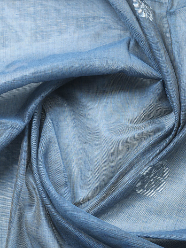 Grey Embroidered Chanderi Unstitched Suit &amp; Pant With Chanderi Dupatta