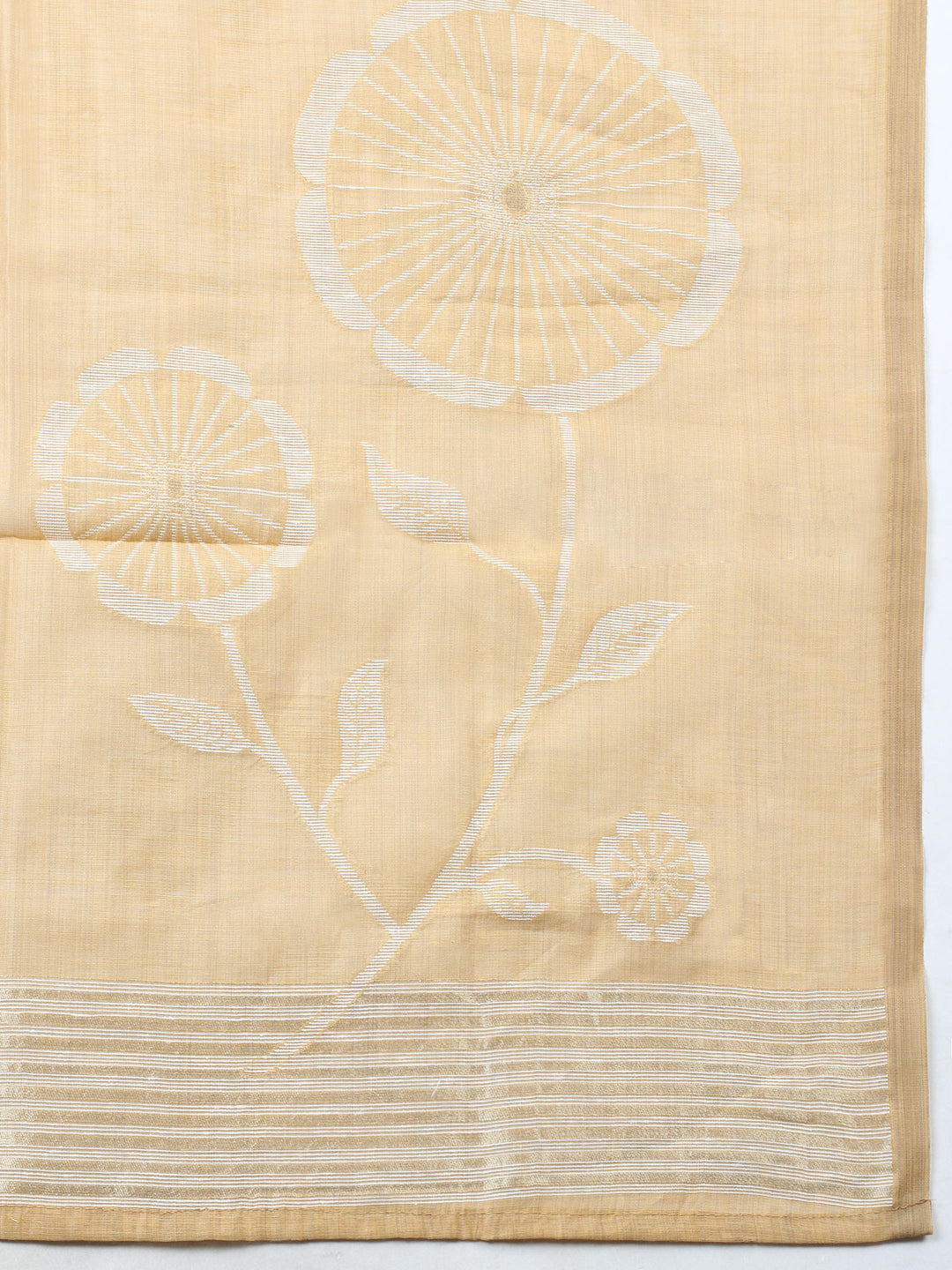 Mustard Embroidered Chanderi Unstitched Suit &amp; Pant With Chanderi Dupatta
