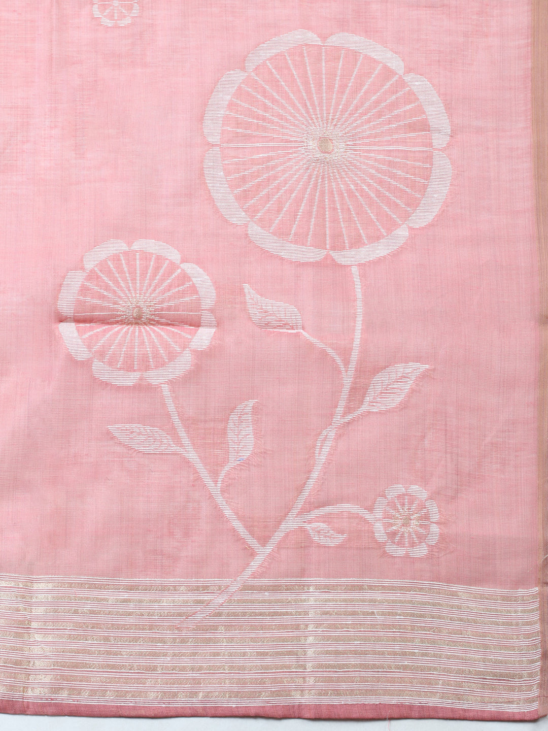 Pink Embroidered Chanderi Unstitched Suit &amp; Pant With Chanderi Dupatta