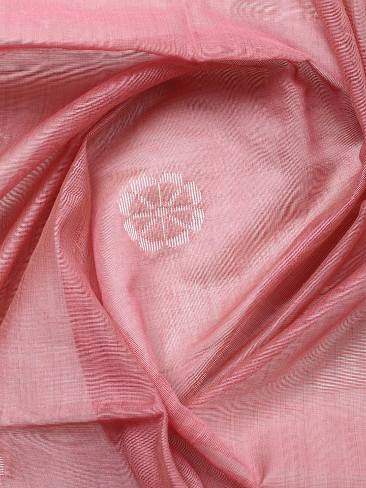 Pink Embroidered Chanderi Unstitched Suit &amp; Pant With Chanderi Dupatta