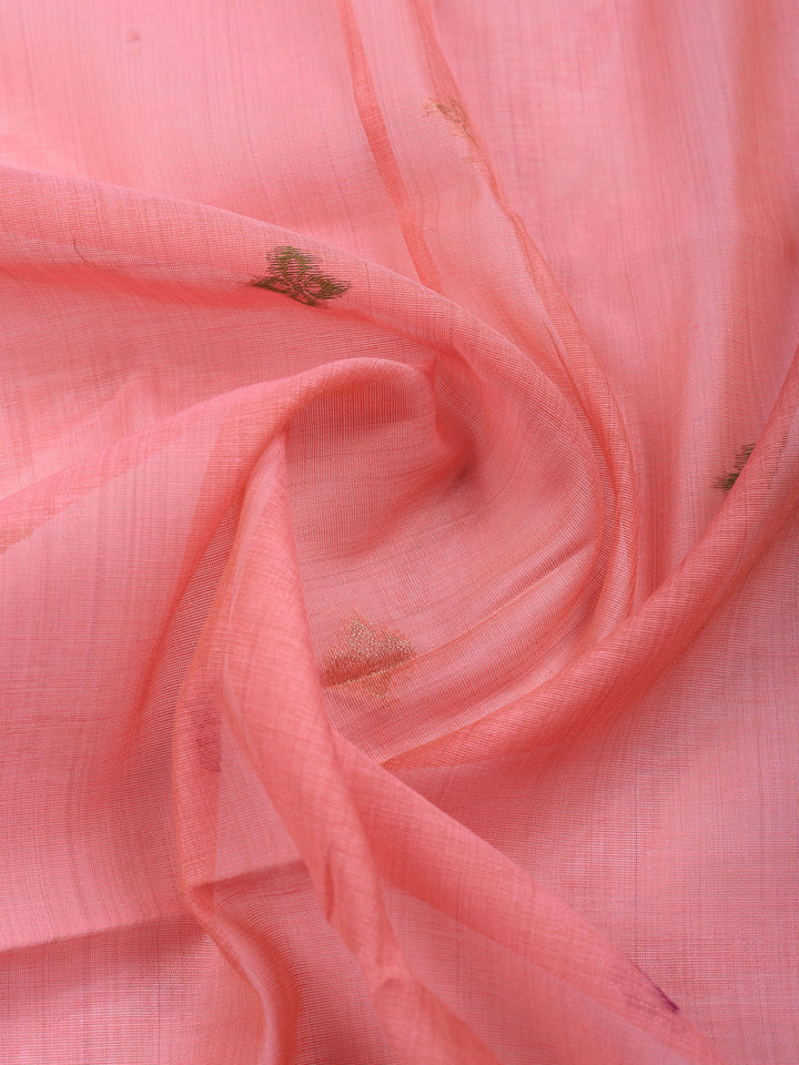 Pink Printed Chanderi Unstitched Suit &amp; Pant With Chanderi Dupatta