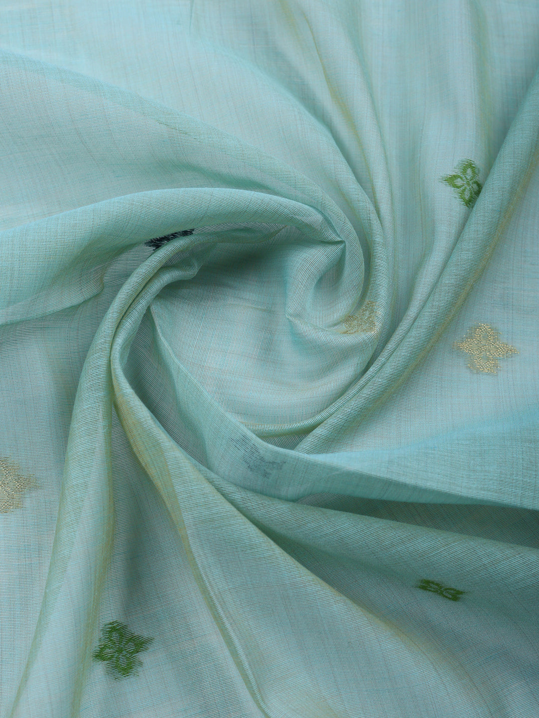 Sea Green Printed Chanderi Unstitched Suit &amp; Pant With Chanderi Dupatta