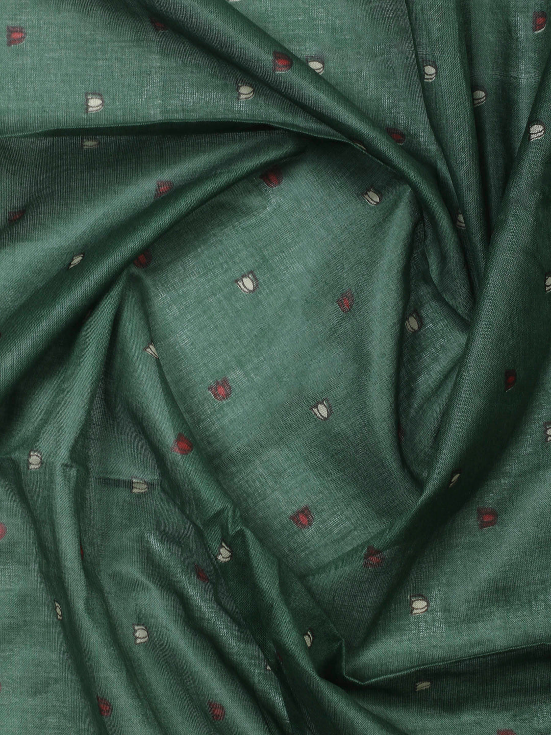 Bottle Green Printed Cotton Blend Unstitched Dress Material