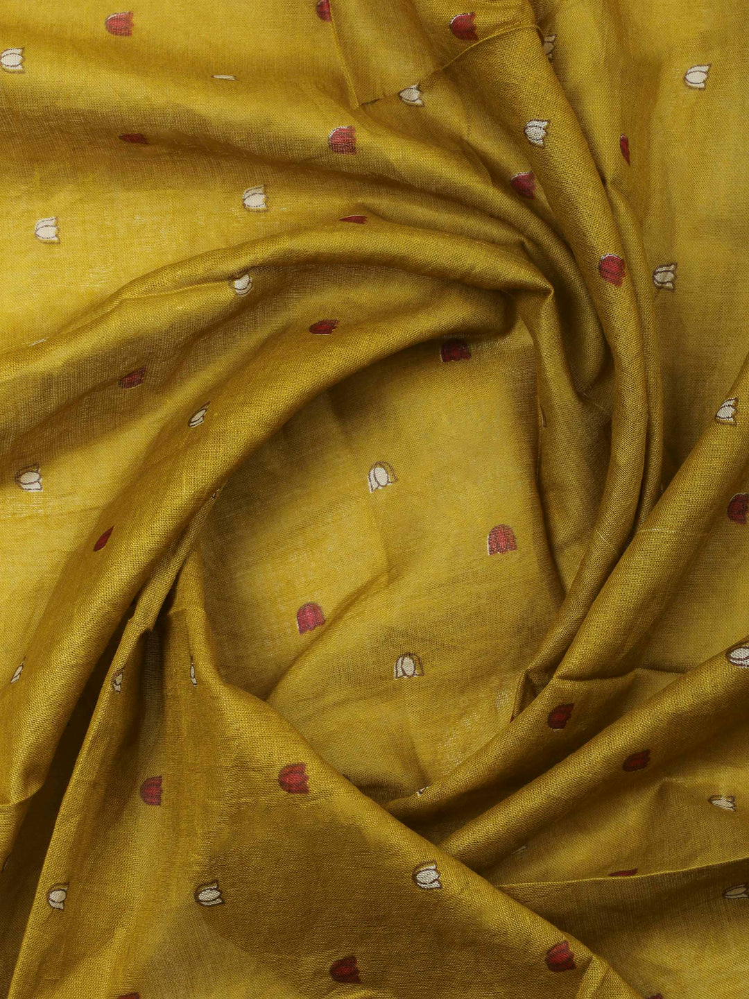 Mustard Printed Cotton Blend Unstitched Dress Material