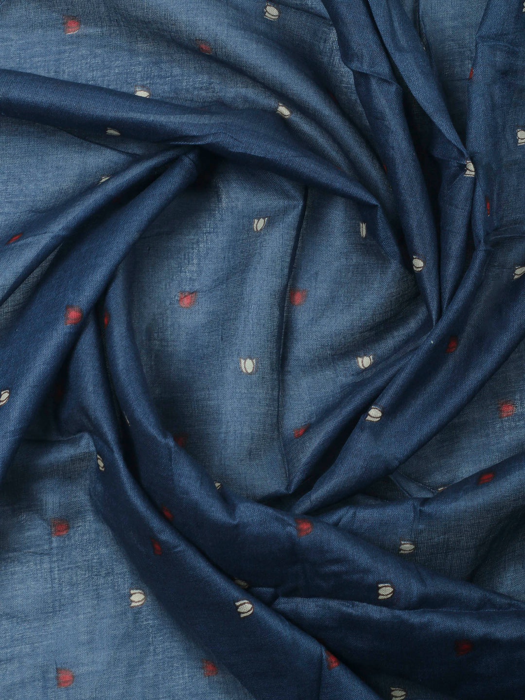 Navy Blue Printed Cotton Blend Unstitched Dress Material