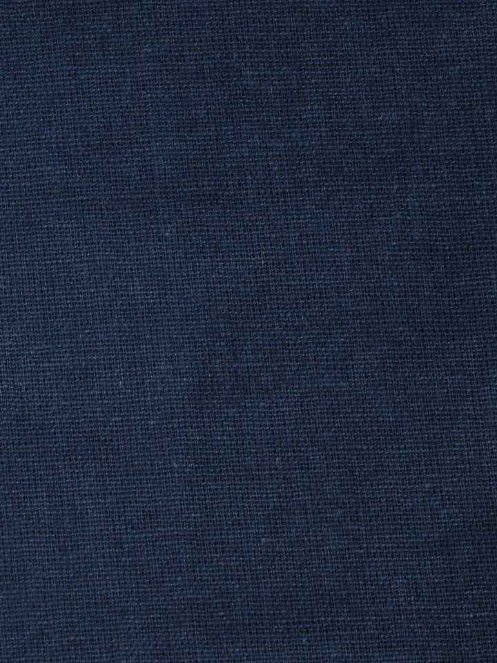Navy Blue Printed Cotton Blend Unstitched Dress Material