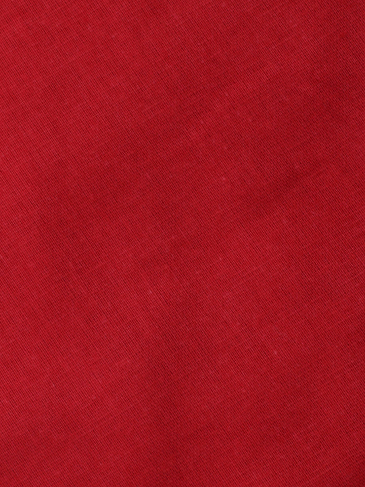 Red Printed Cotton Blend Unstitched Dress Material