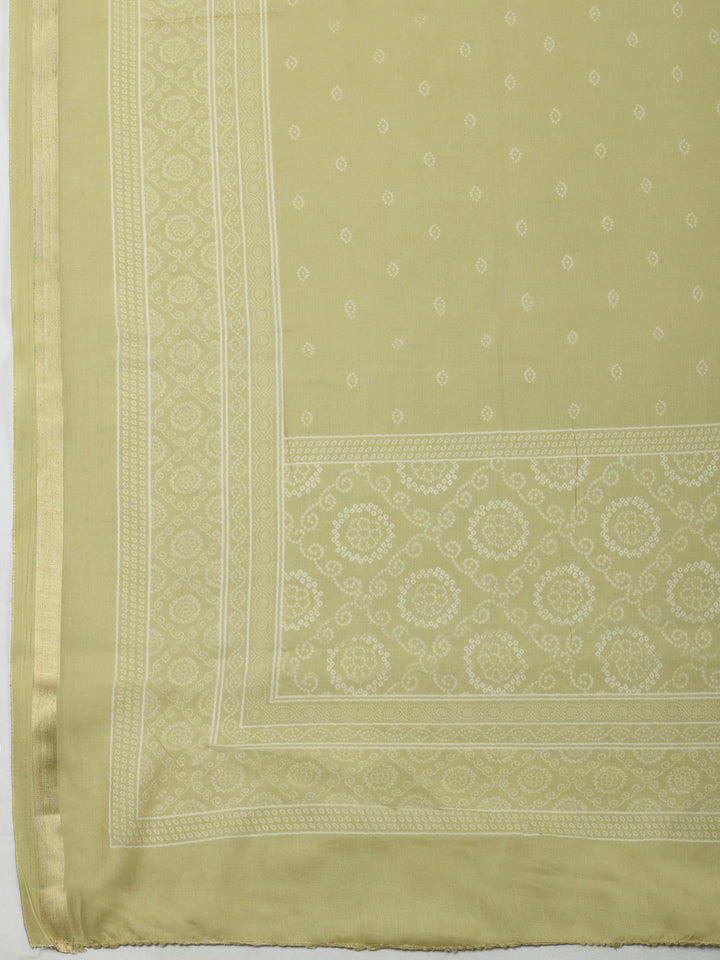 Lime Green Embroidery Cotton Blend Unstitched Dress Material