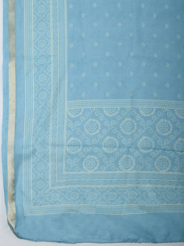 Sky Blue Embroidery Cotton Blend Unstitched Dress Material
