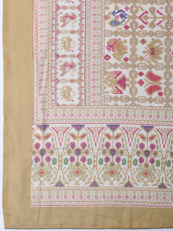 Mustard Printed Cotton Blend Unstitched Dress Material