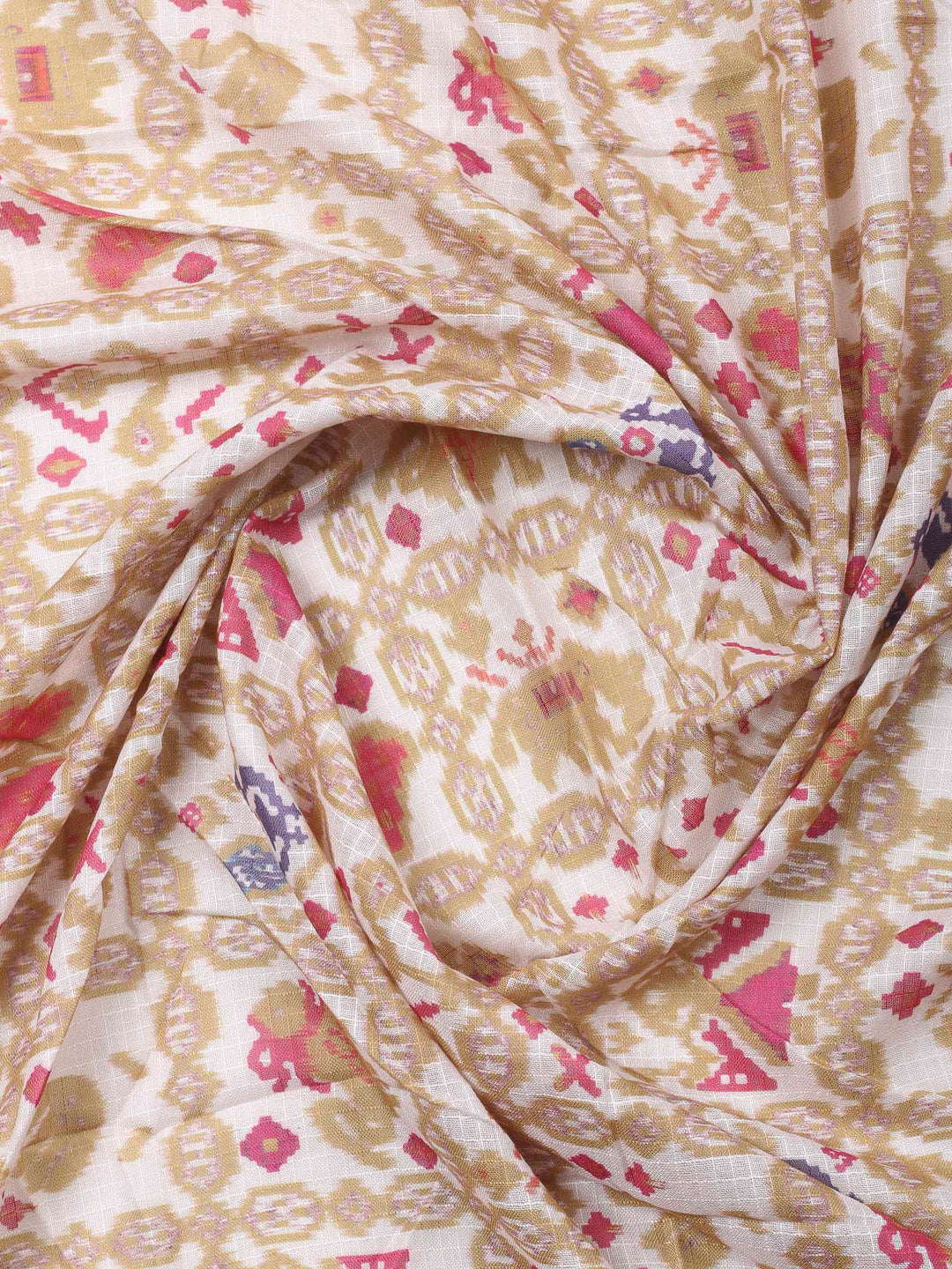 Mustard Printed Cotton Blend Unstitched Dress Material