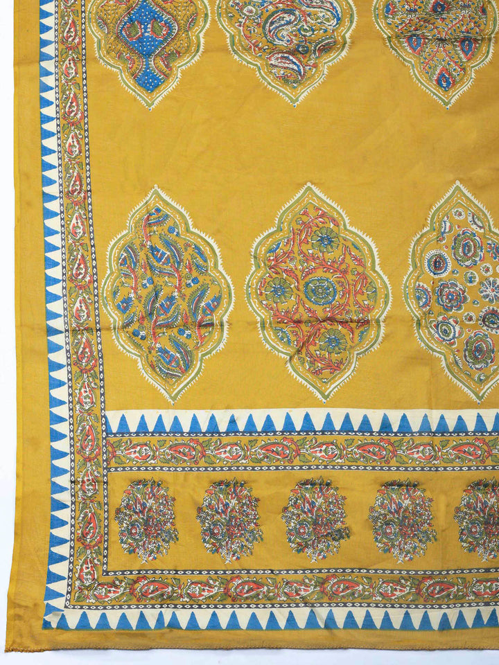 Mustard Printed Cotton Blend Unstitched Dress Material