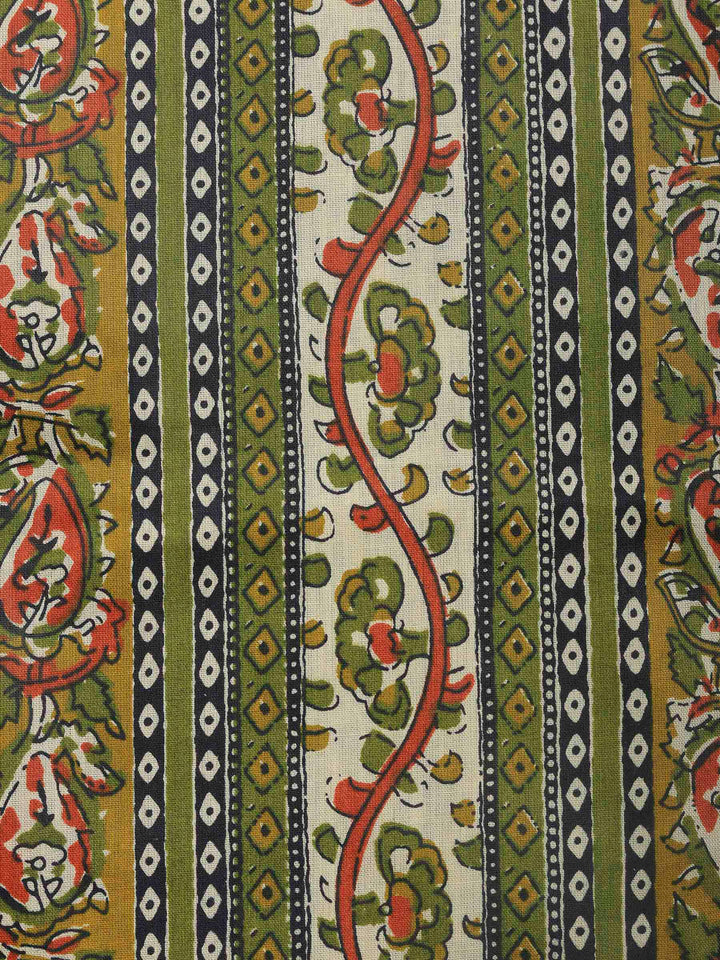 Mustard Printed Cotton Blend Unstitched Dress Material