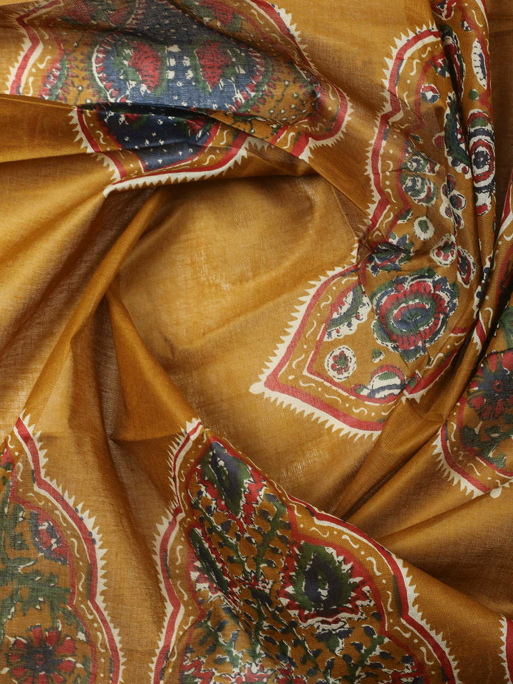 Mustard Printed Cotton Blend Unstitched Dress Material