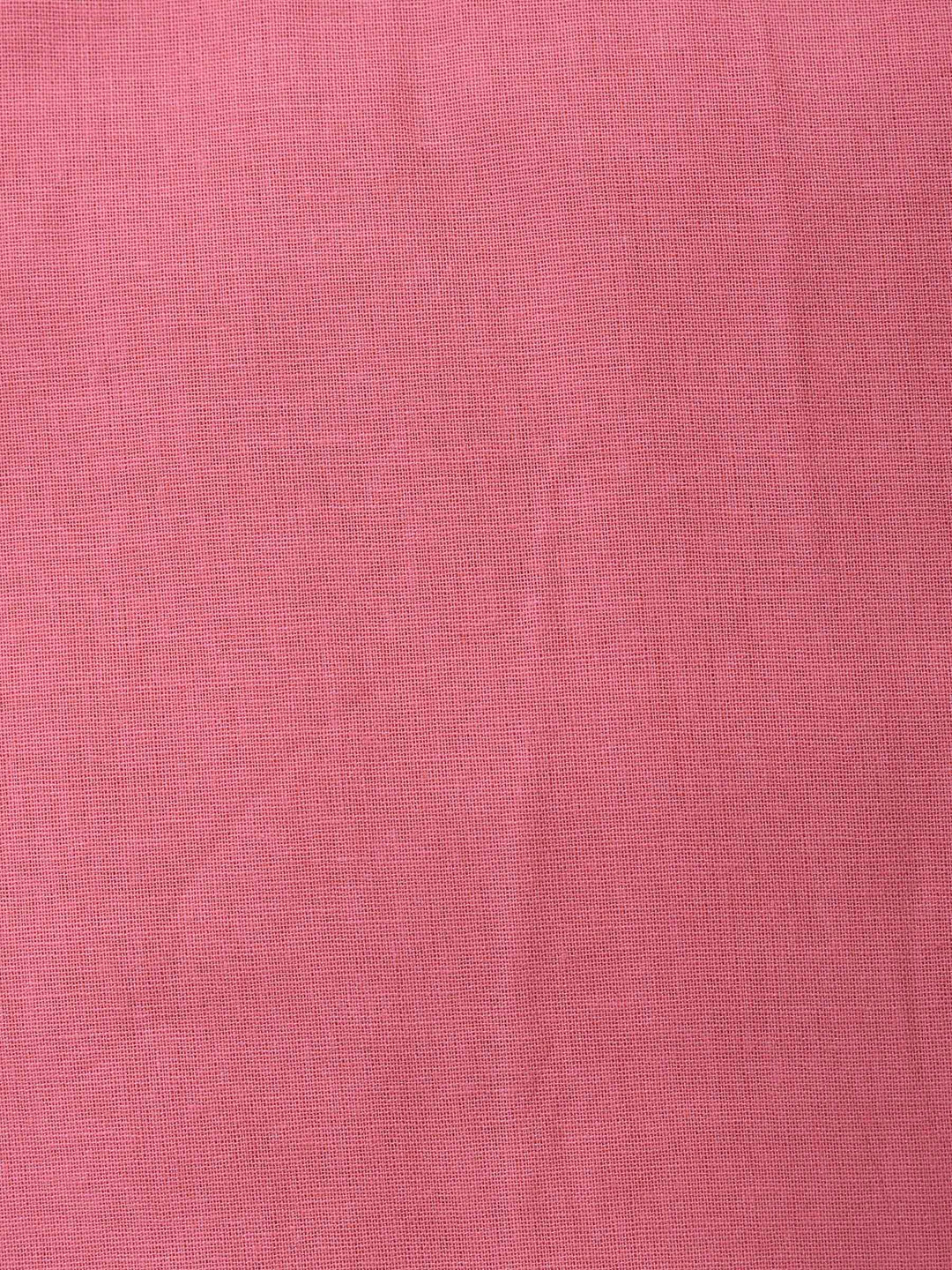 Pink Printed Cotton Blend Unstitched Dress Material
