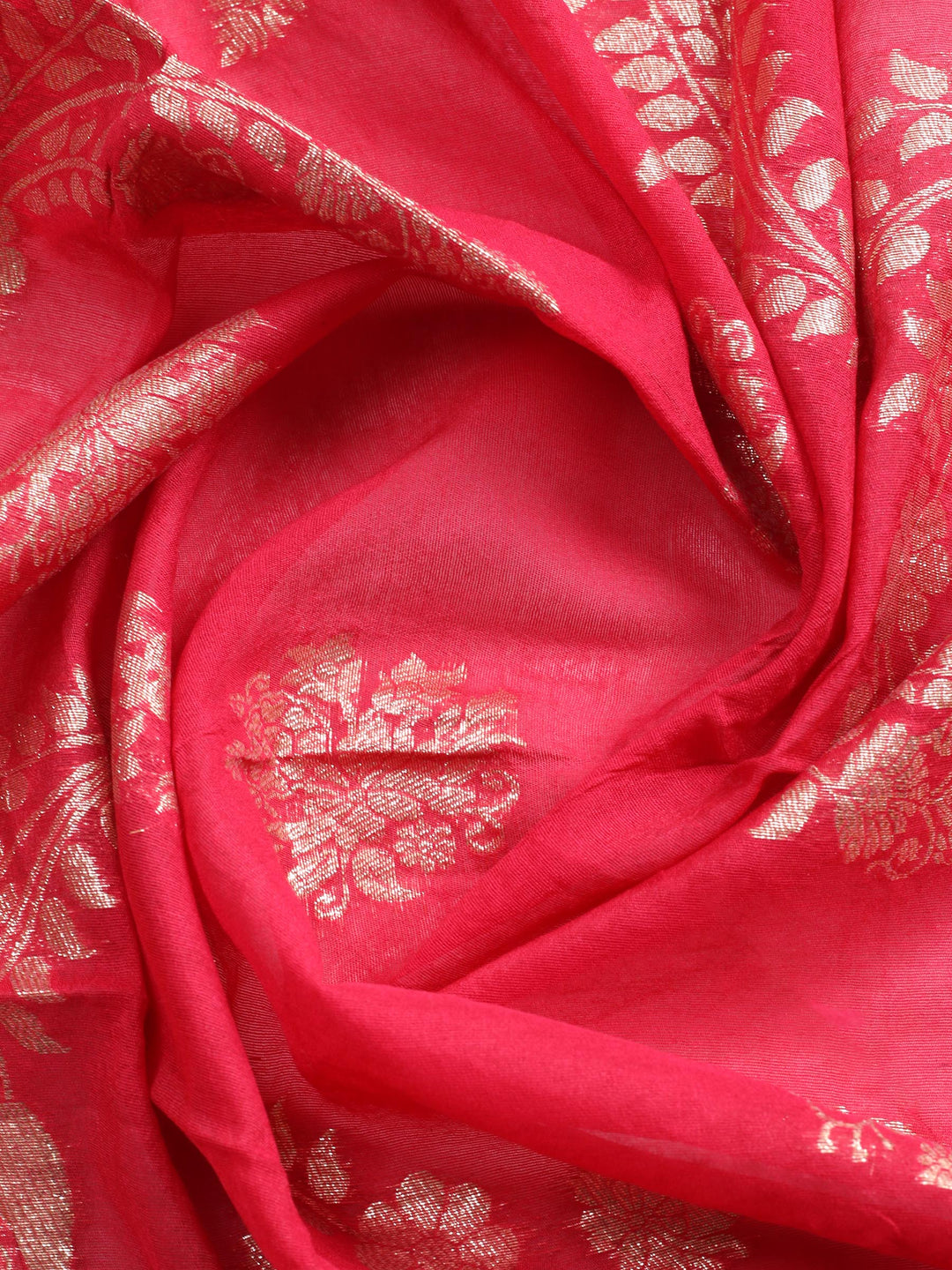 Mustard Embroidered Chanderi Unstitched Suit &amp; Pant With Banarsi Dupatta