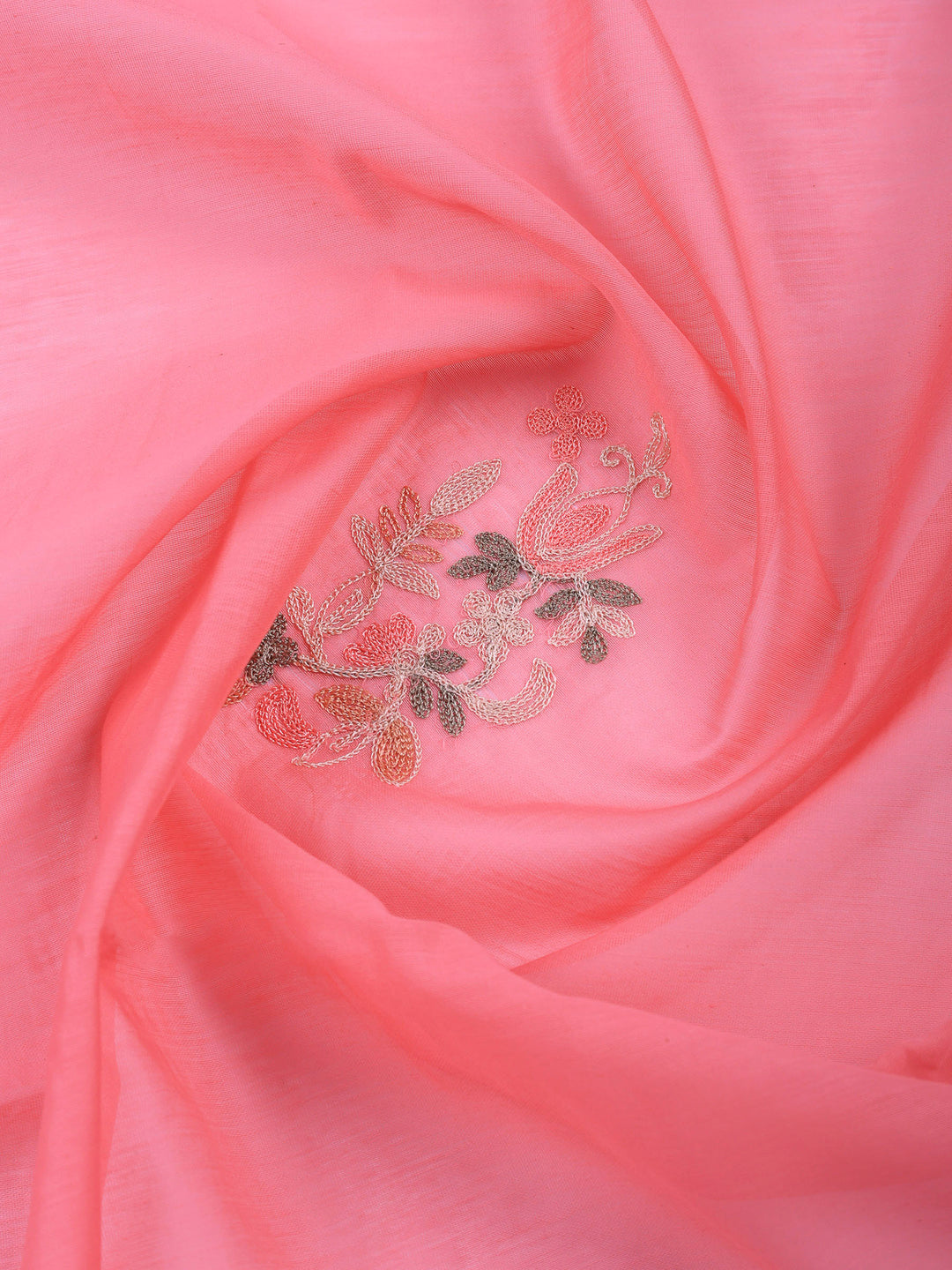 Pink Embroidery Chanderi Unstitched Dress Material