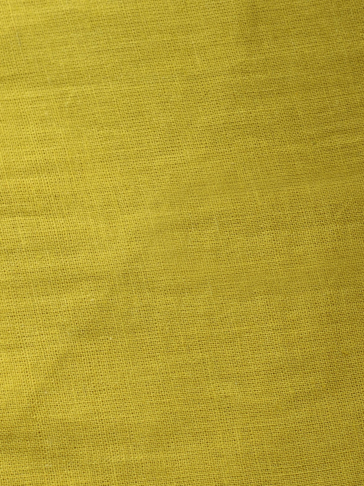 Mustard Embroidered Chanderi Unstitched Suit &amp; Pant With Banarsi Dupatta
