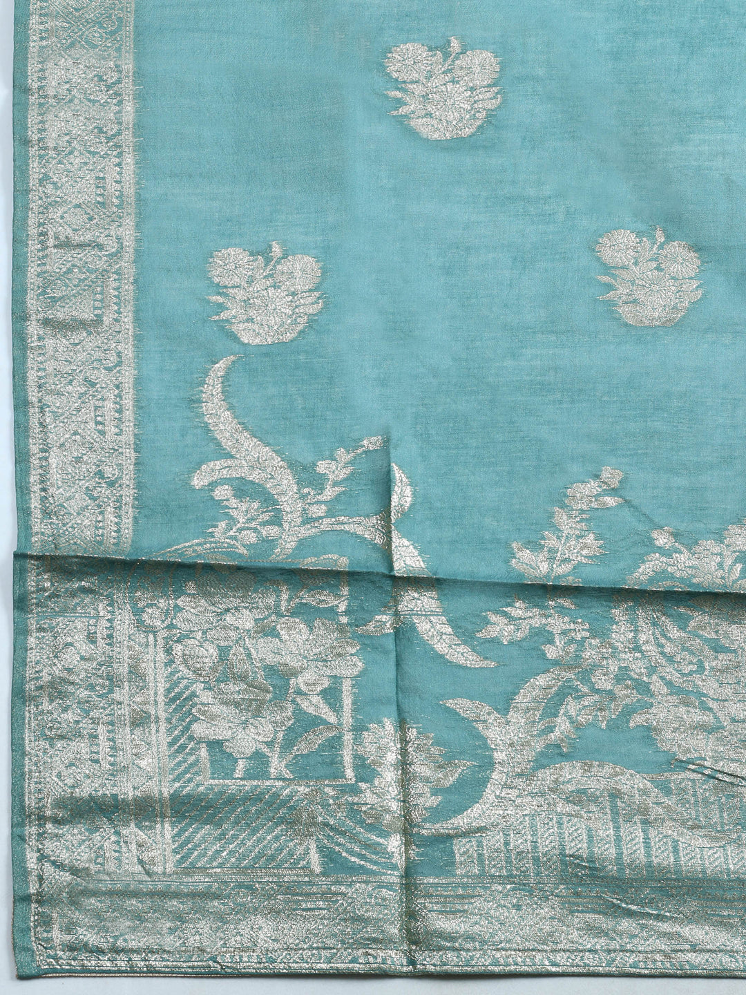 Lavender Embroidered Chanderi Unstitched Suit &amp; Pant With Banarsi Dupatta