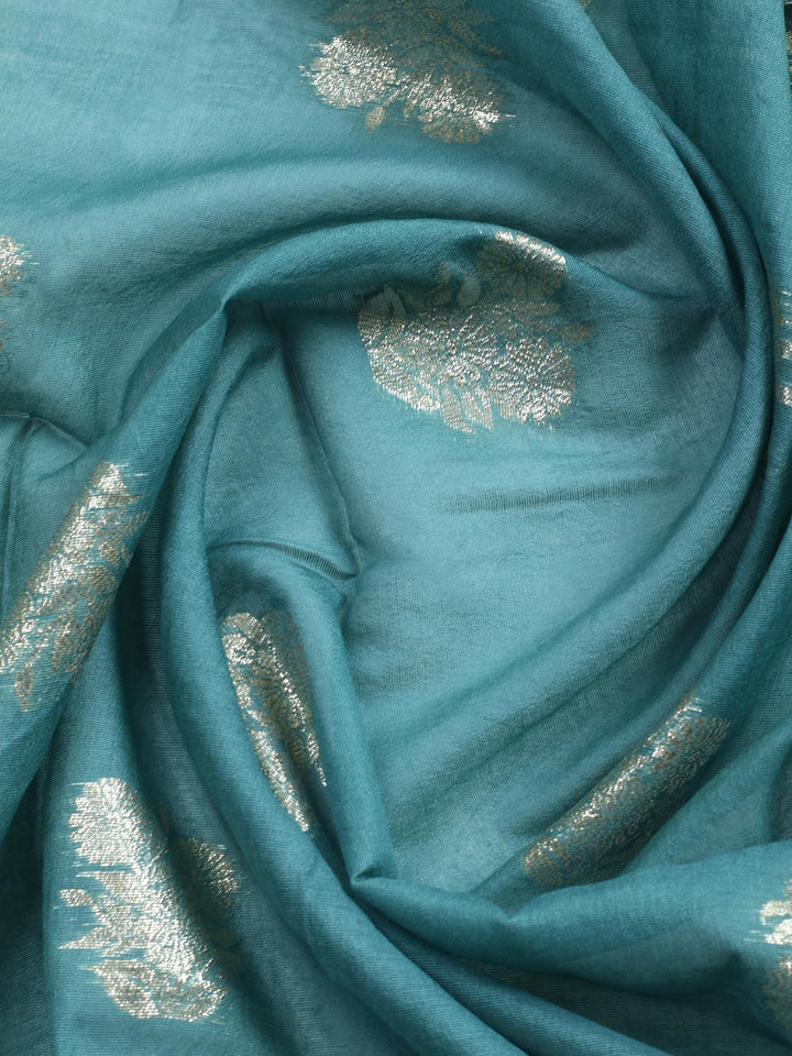 Lavender Embroidered Chanderi Unstitched Suit &amp; Pant With Banarsi Dupatta