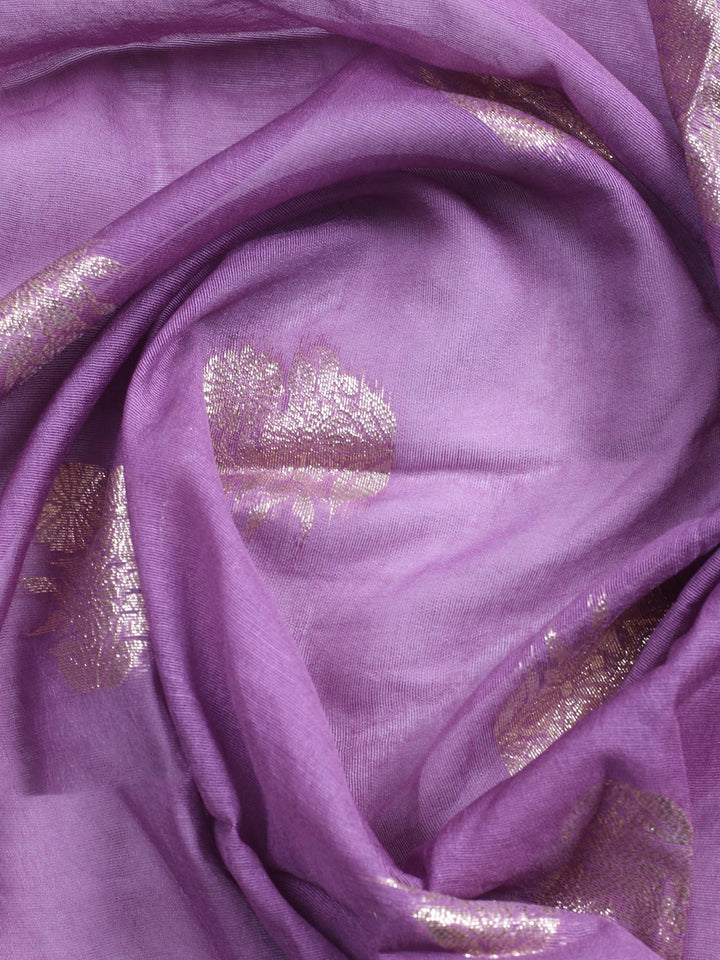 Mehndi Embroidered Chanderi Unstitched Suit &amp; Pant With Banarsi Dupatta