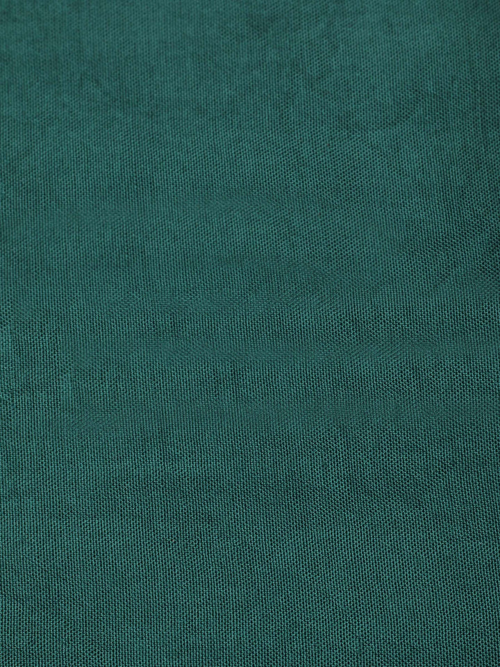 Green Embroidered Cotton Blend Unstitched Suit &amp; Pant With Banarsi Dupatta