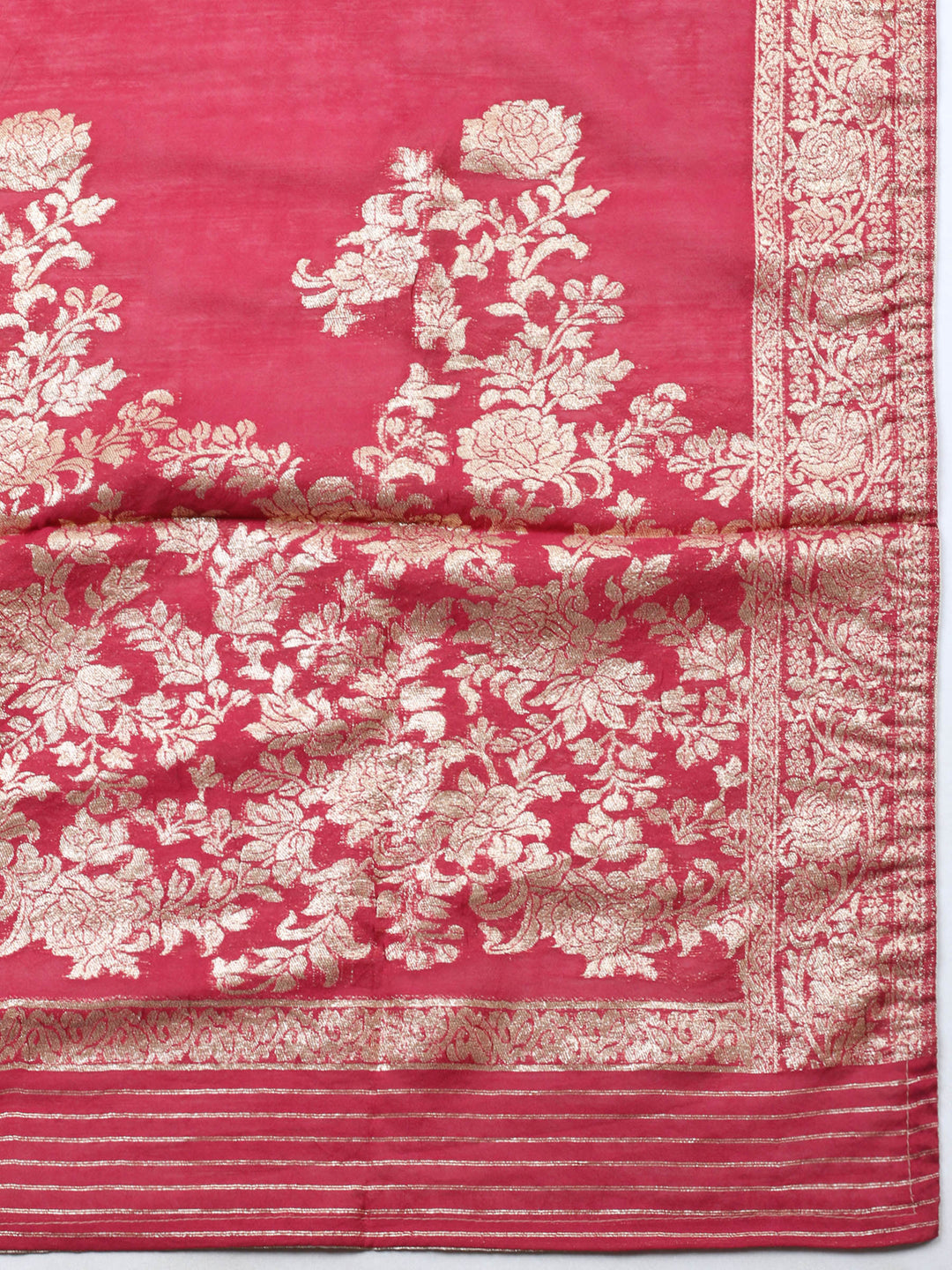 Maroon Embroidered Cotton Blend Unstitched Suit &amp; Pant With Banarsi Dupatta