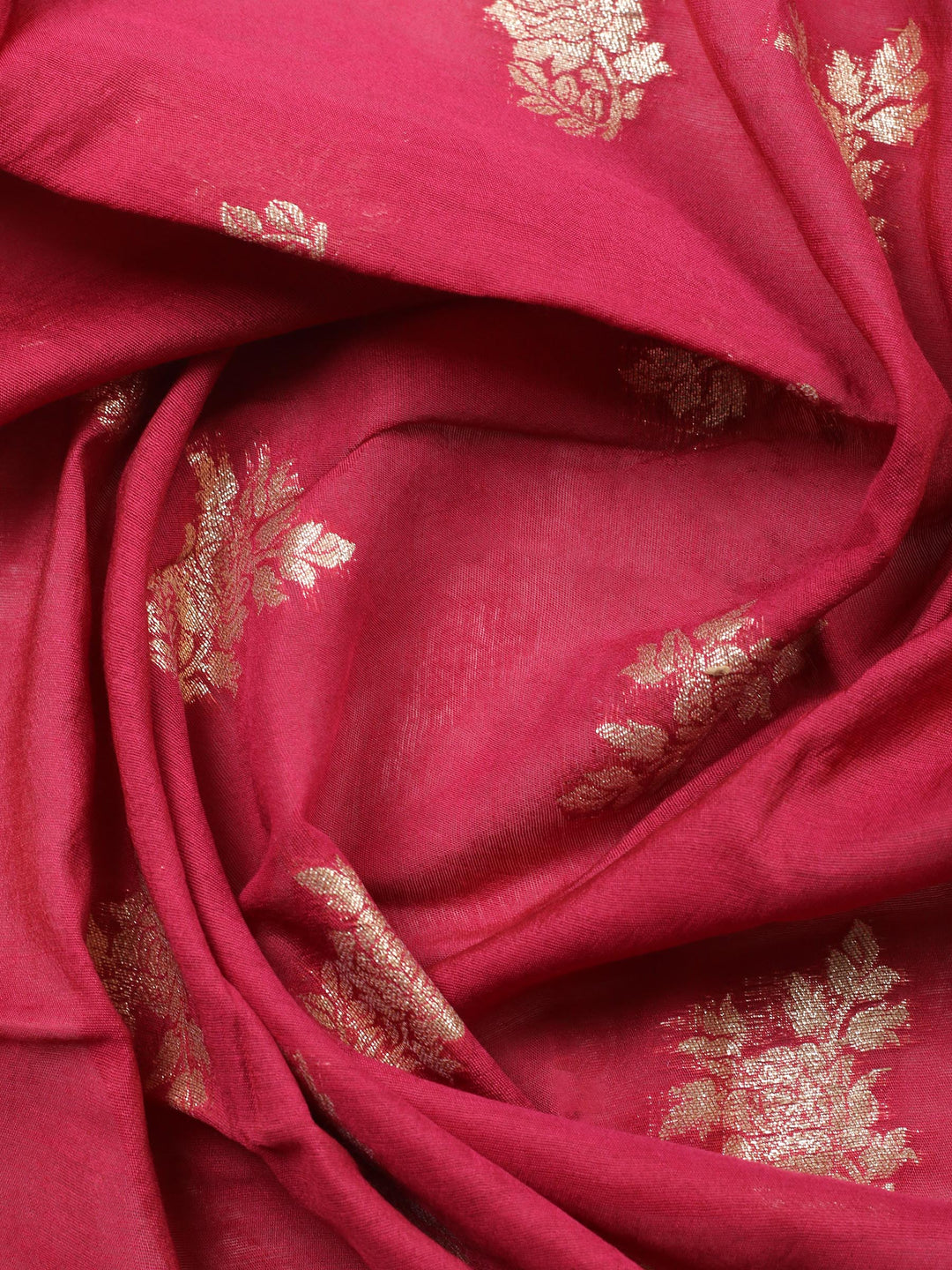 Maroon Embroidered Cotton Blend Unstitched Suit &amp; Pant With Banarsi Dupatta