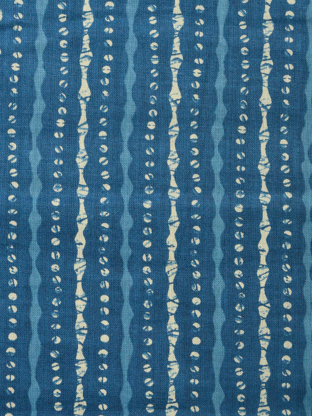Blue Printed Cotton Blend Unstitched Dress Material