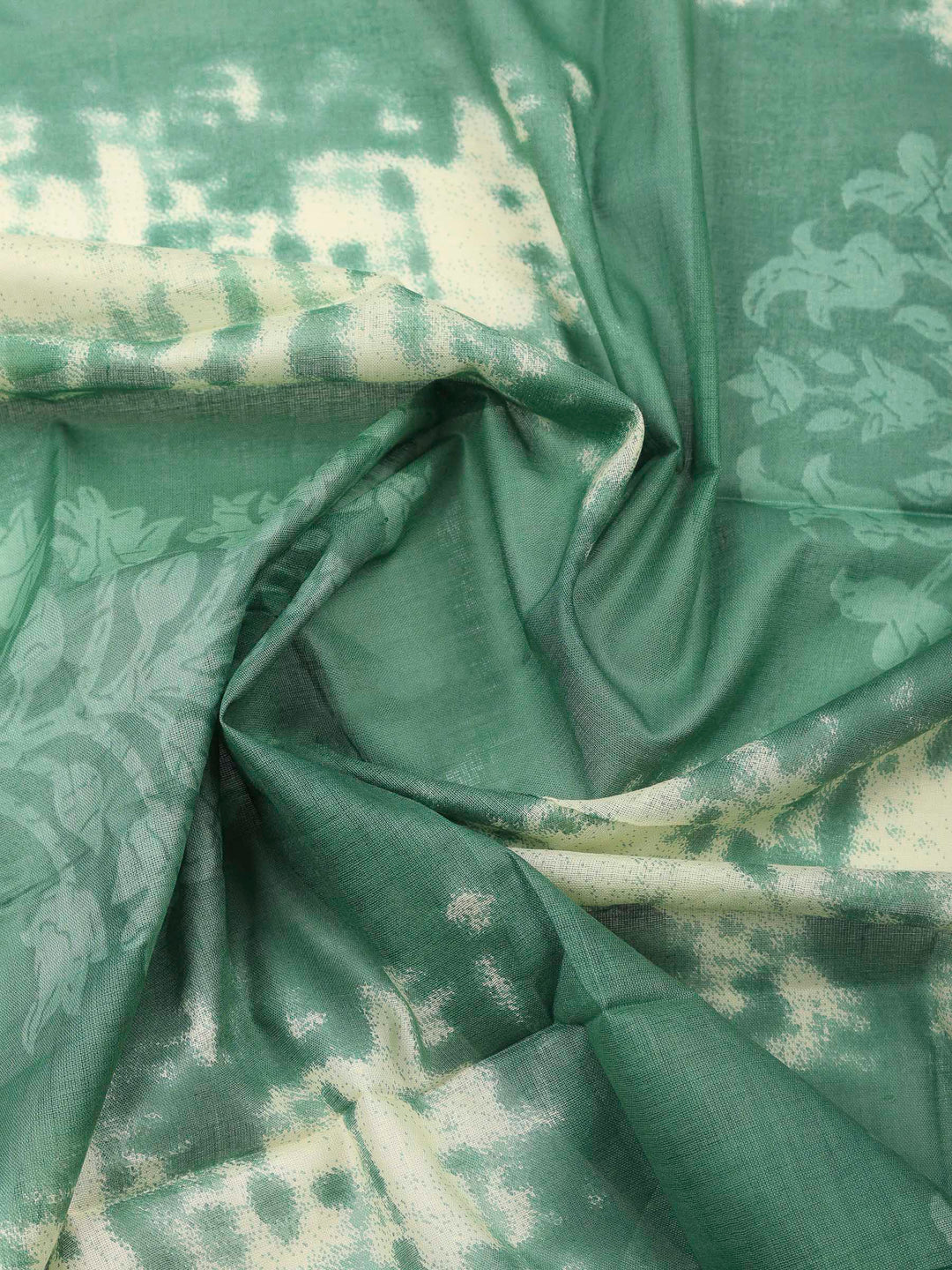 Green Printed Cotton Blend Unstitched Dress Material