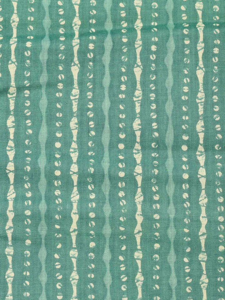 Green Printed Cotton Blend Unstitched Dress Material