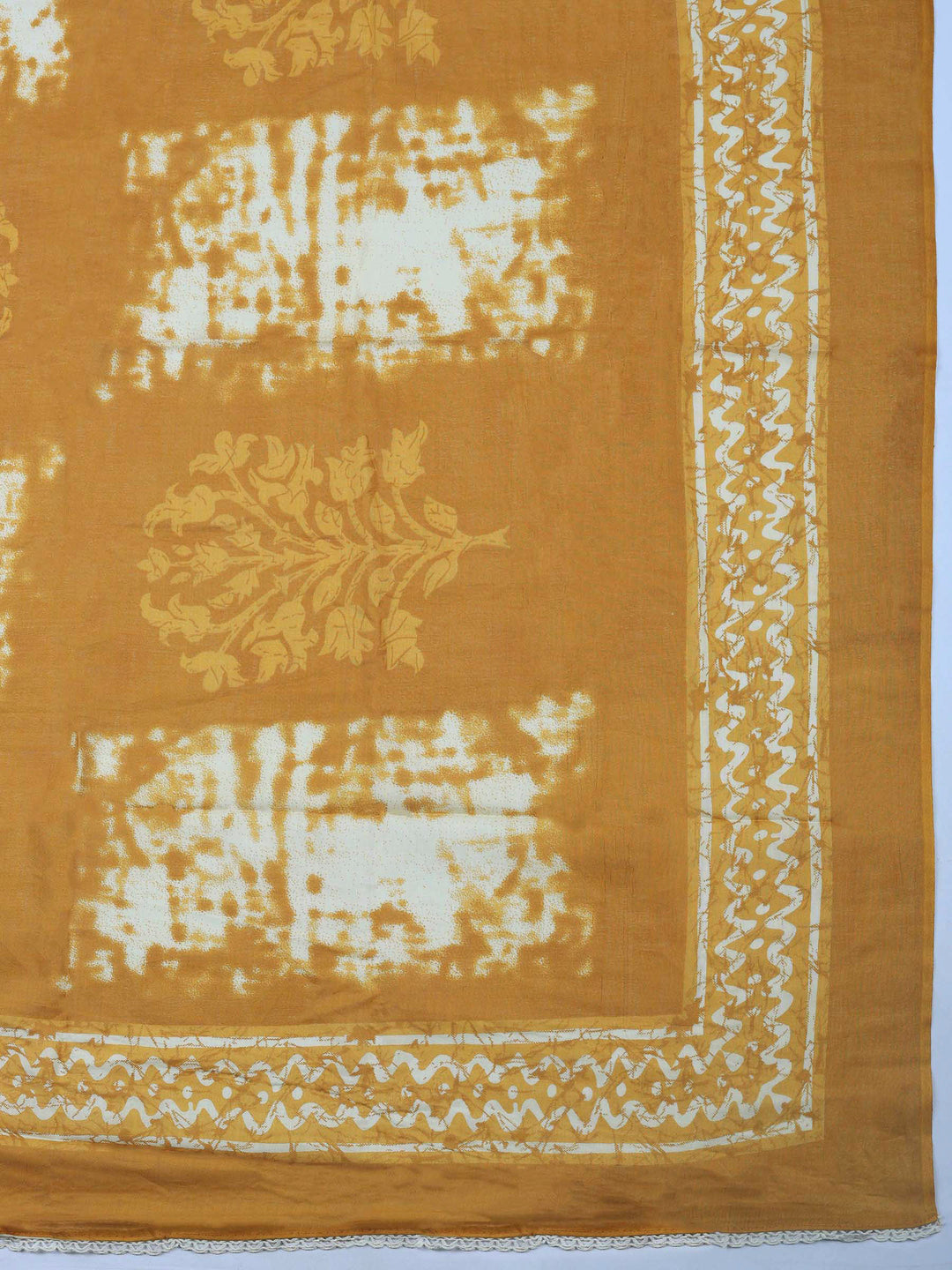 Mustard Printed Cotton Blend Unstitched Dress Material